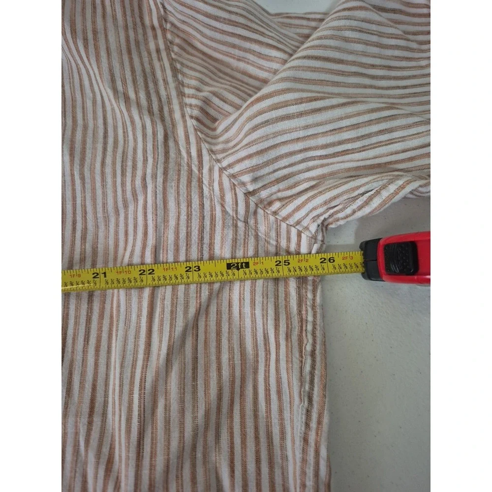 Joseph Abboud Shirt Mens‎ XXL Brown Striped Modern Fit Linen Blend Long Sleeve